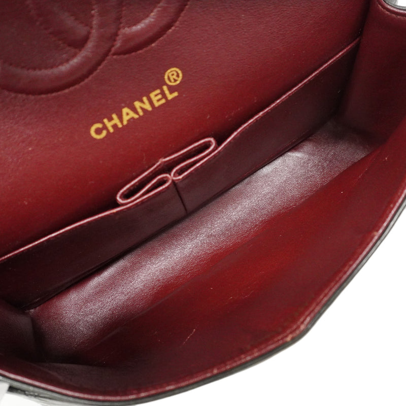 【6he5762】シャネル ショルダーバッグ マトラッセ Wフラップ Wチェーン ラムスキン ブラック ゴールド金具【中古】レディース