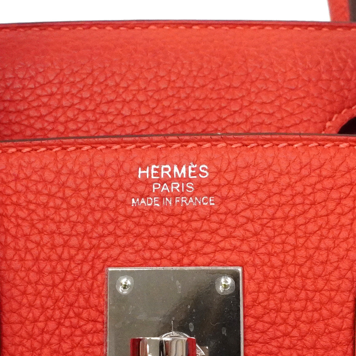 【6he5763-g】エルメス ハンドバッグ バーキン30 トゴ ブーゲンビリア シルバー金具 T刻印【中古】レディース