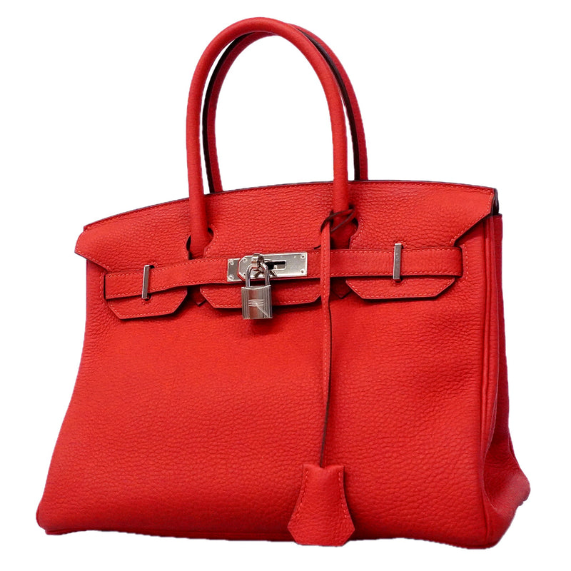 【6he5763-g】エルメス ハンドバッグ バーキン30 トゴ ブーゲンビリア シルバー金具 T刻印【中古】レディース