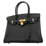 【6he5764-g】エルメス ハンドバッグ バーキン30 トゴ ブラック ゴールド金具 G刻印【中古】レディース