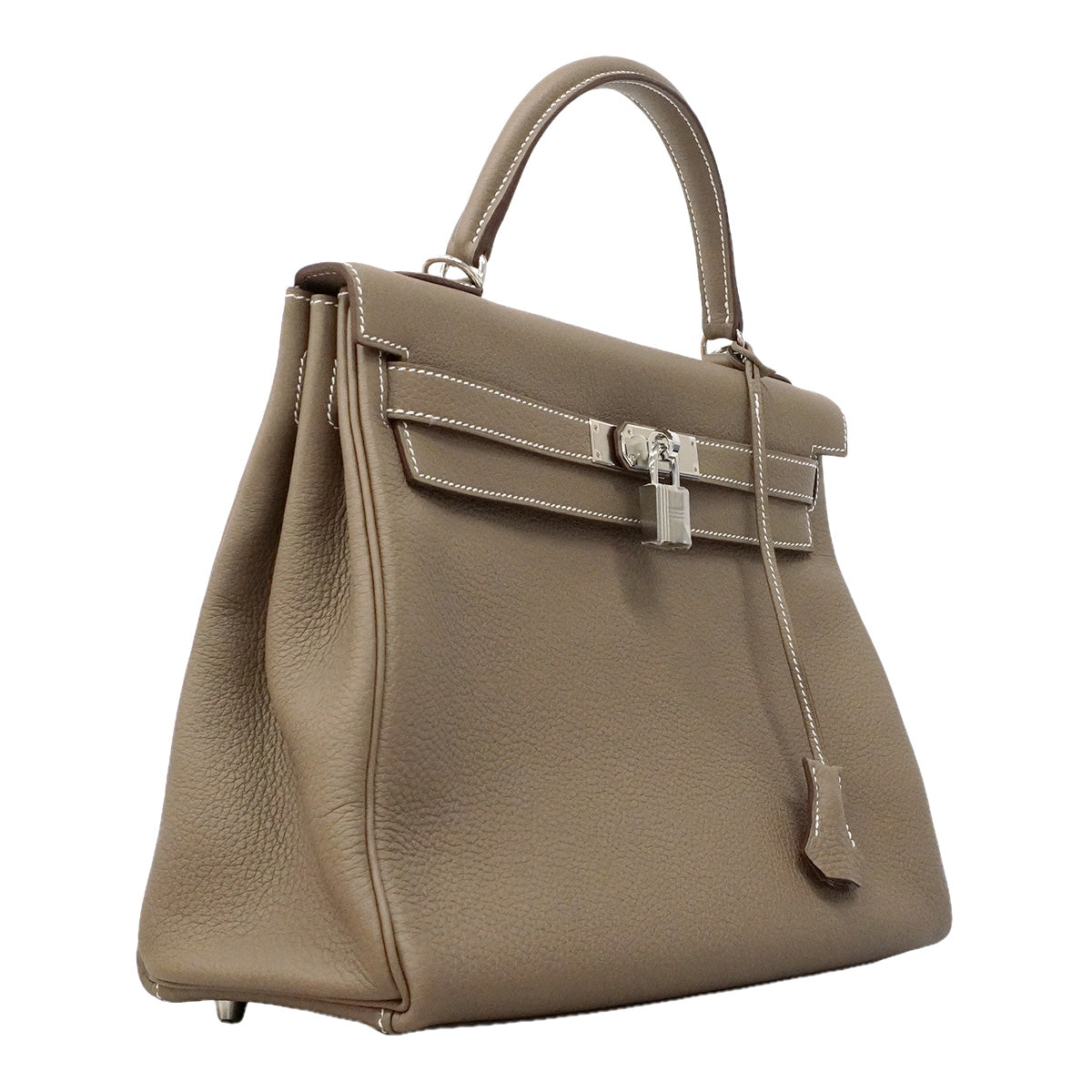 【6he5765-g】エルメス ハンドバッグ ケリー32 トゴ エトゥープ シルバー金具 K刻印 2wayバッグ【中古】レディース