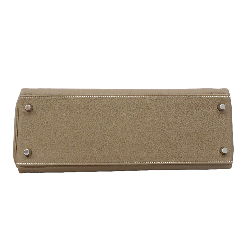 【6he5765-g】エルメス ハンドバッグ ケリー32 トゴ エトゥープ シルバー金具 K刻印 2wayバッグ【中古】レディース