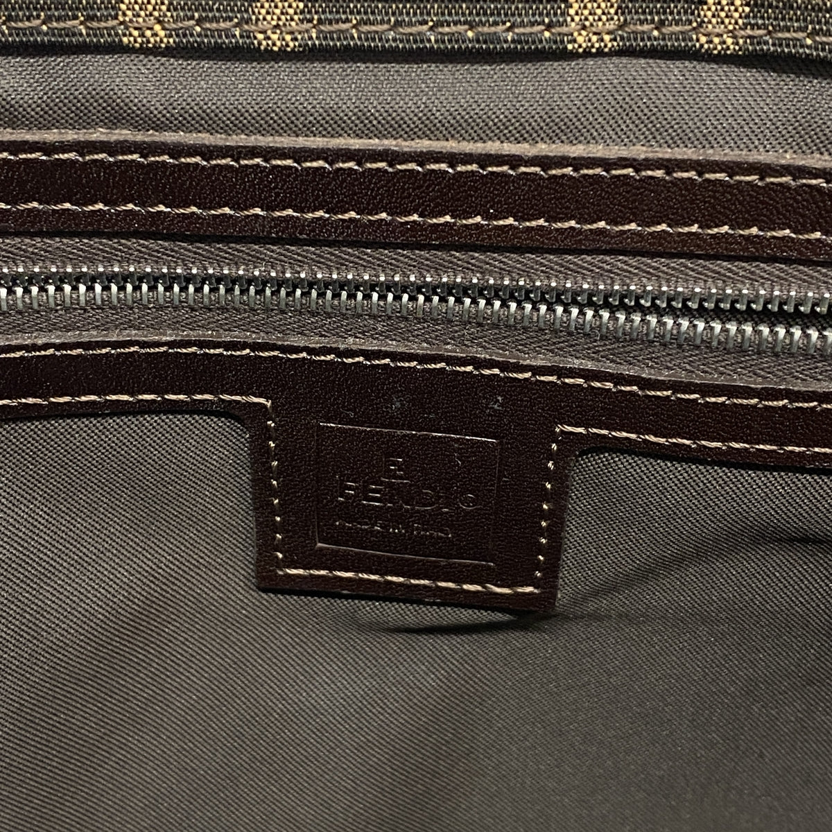 【6he5776】フェンディ トートバッグ ズッカ ナイロンキャンバス ブラウン シルバー金具【中古】レディース