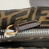【6he5777】フェンディ ハンドバッグ ズッカ ナイロンキャンバス ブラウン シルバー金具【中古】レディース