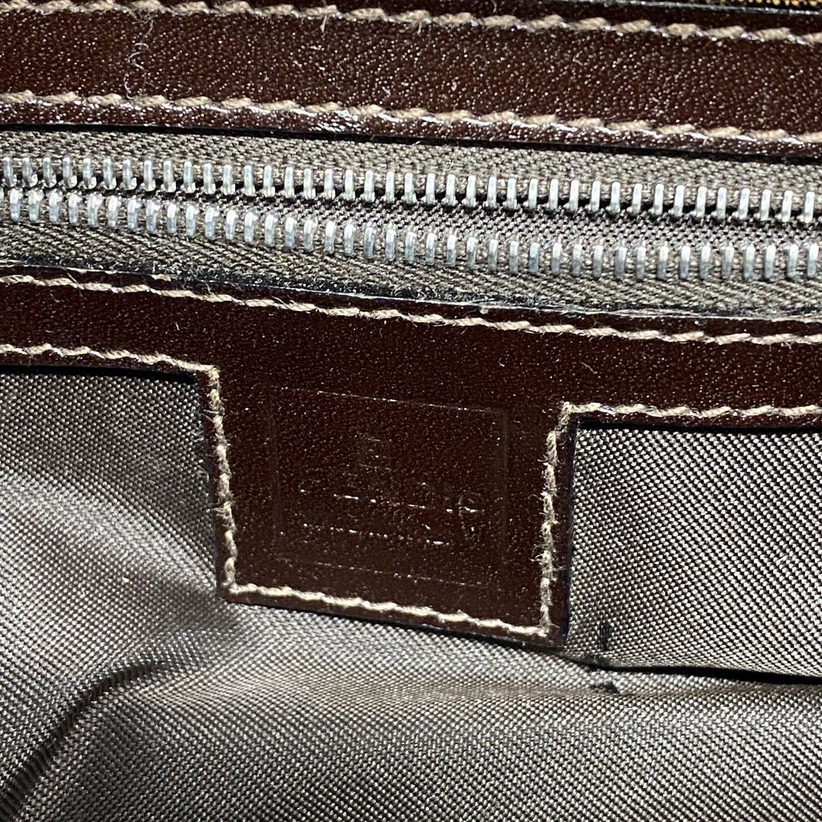 【6he5777】フェンディ ハンドバッグ ズッカ ナイロンキャンバス ブラウン シルバー金具【中古】レディース