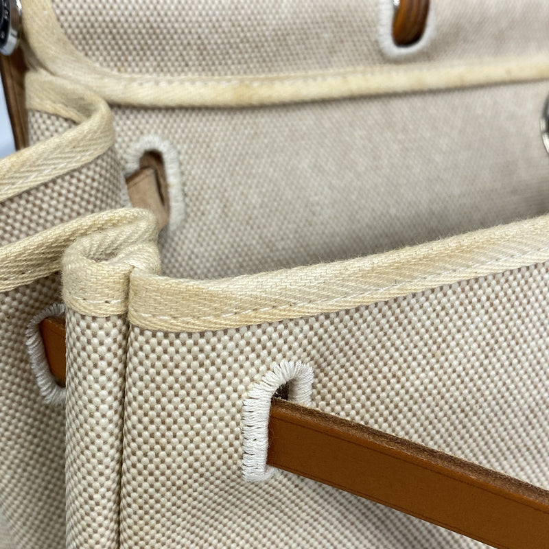 【6he5778】エルメス ハンドバッグ エールバッグMM トワルアッシュ ナチュラル シルバー金具 □B刻印 2wayバッグ【中古】レディース