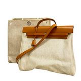 【6he5778】エルメス ハンドバッグ エールバッグMM トワルアッシュ ナチュラル シルバー金具 □B刻印 2wayバッグ【中古】レディース