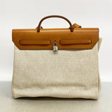 【6he5778】エルメス ハンドバッグ エールバッグMM トワルアッシュ ナチュラル シルバー金具 □B刻印 2wayバッグ【中古】レディース
