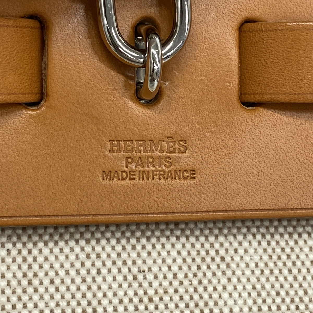 【6he5778】エルメス ハンドバッグ エールバッグMM トワルアッシュ ナチュラル シルバー金具 □B刻印 2wayバッグ【中古】レディース