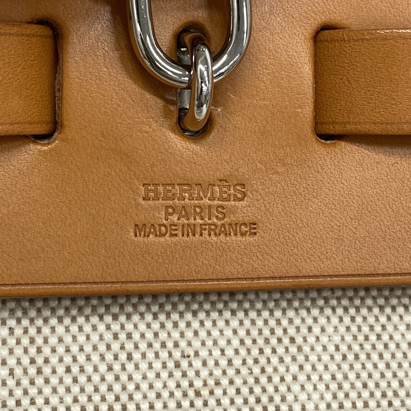【6he5778】エルメス ハンドバッグ エールバッグMM トワルアッシュ ナチュラル シルバー金具 □B刻印 2wayバッグ【中古】レディース