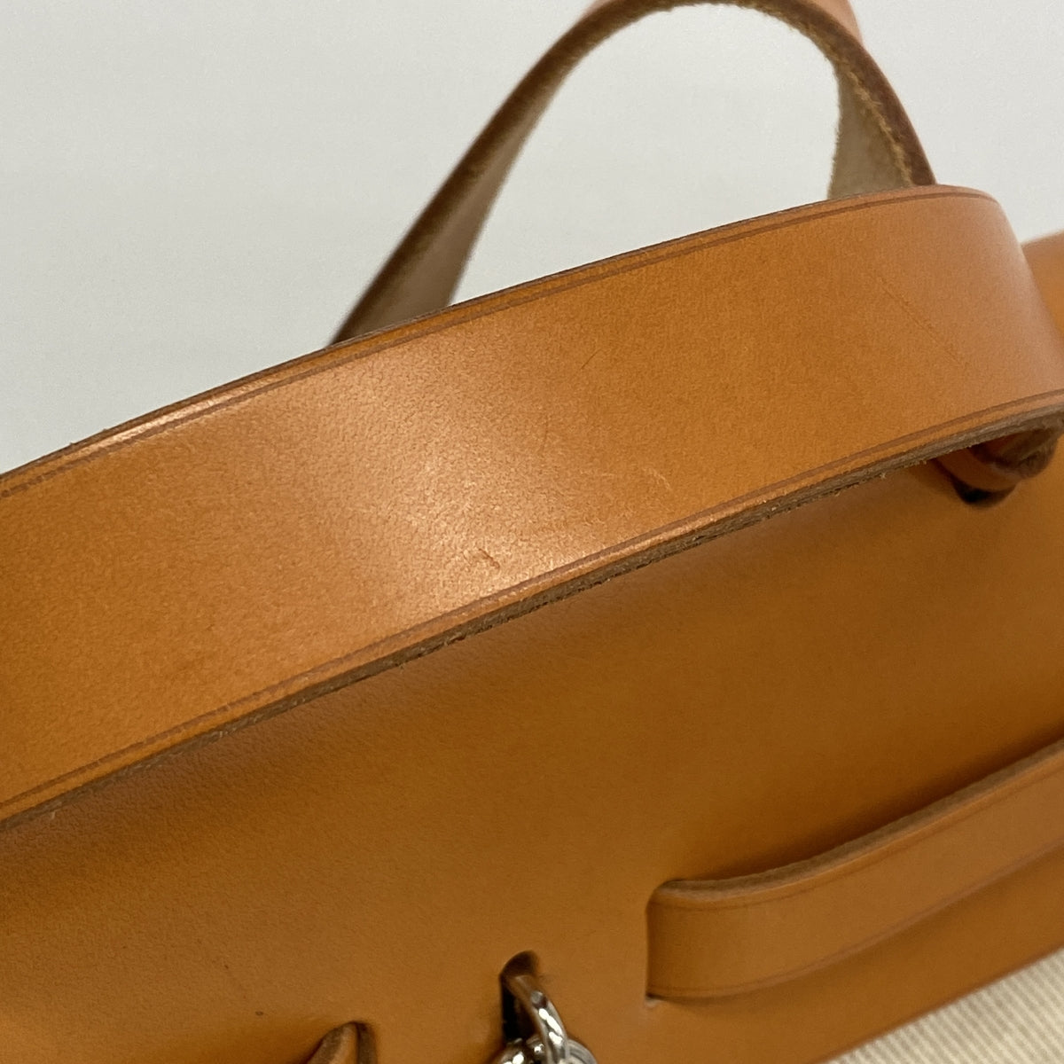 【6he5778】エルメス ハンドバッグ エールバッグMM トワルアッシュ ナチュラル シルバー金具 □B刻印 2wayバッグ【中古】レディース