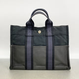 【6he5786】エルメス ハンドバッグ フールトゥPMハーフレザー キャンバス レザー ブラック シルバー金具【中古】レディース