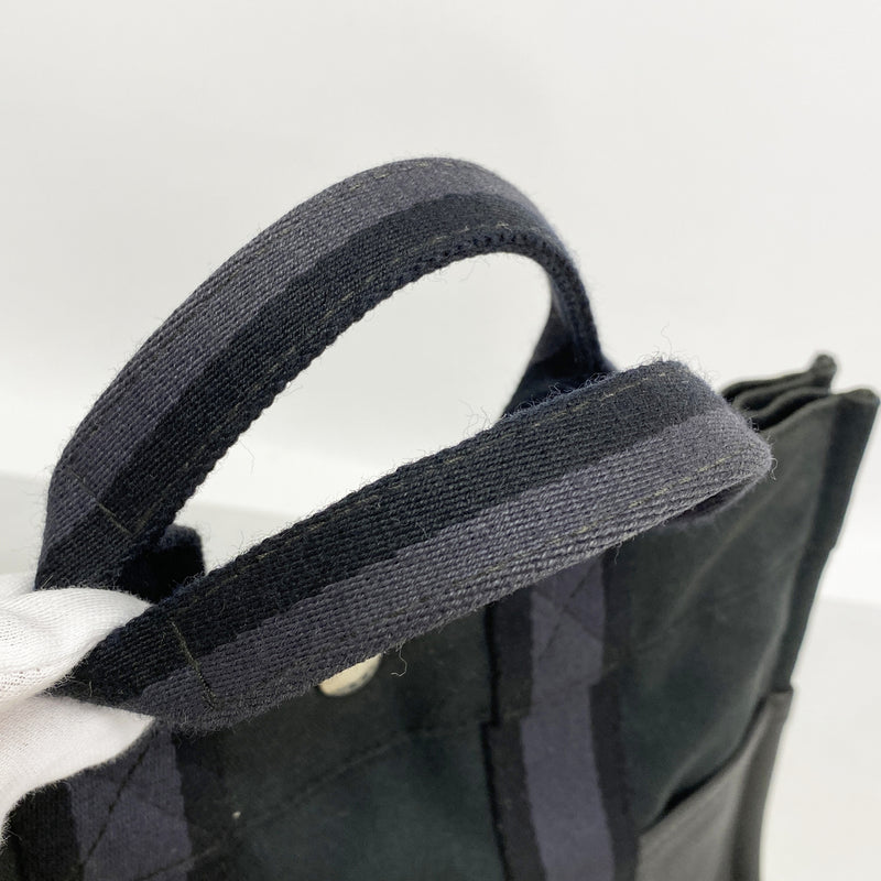 【6he5786】エルメス ハンドバッグ フールトゥPMハーフレザー キャンバス レザー ブラック シルバー金具【中古】レディース