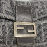 【6he5787】フェンディ ハンドバッグ ズッカ マンマバケット ウール グレー シルバー金具【中古】レディース