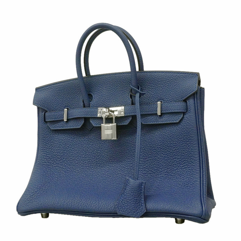 【6he5806-g】エルメス ハンドバッグ バーキン25 トゴ ブルーアガット シルバー金具 K刻印【中古】レディース