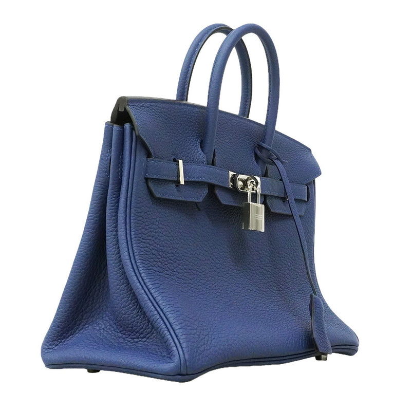 【6he5806-g】エルメス ハンドバッグ バーキン25 トゴ ブルーアガット シルバー金具 K刻印【中古】レディース