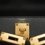 【6he5807-g】エルメス ハンドバッグ ケリー28 ヴォーエプソン ブラック ゴールド金具 Z刻印 2wayバッグ【中古】レディース