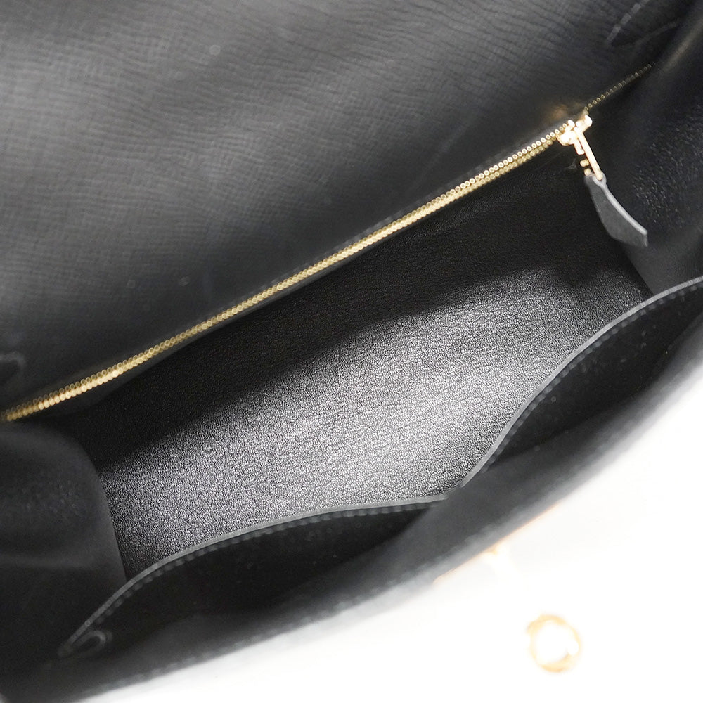 【6he5807-g】エルメス ハンドバッグ ケリー28 ヴォーエプソン ブラック ゴールド金具 Z刻印 2wayバッグ【中古】レディース