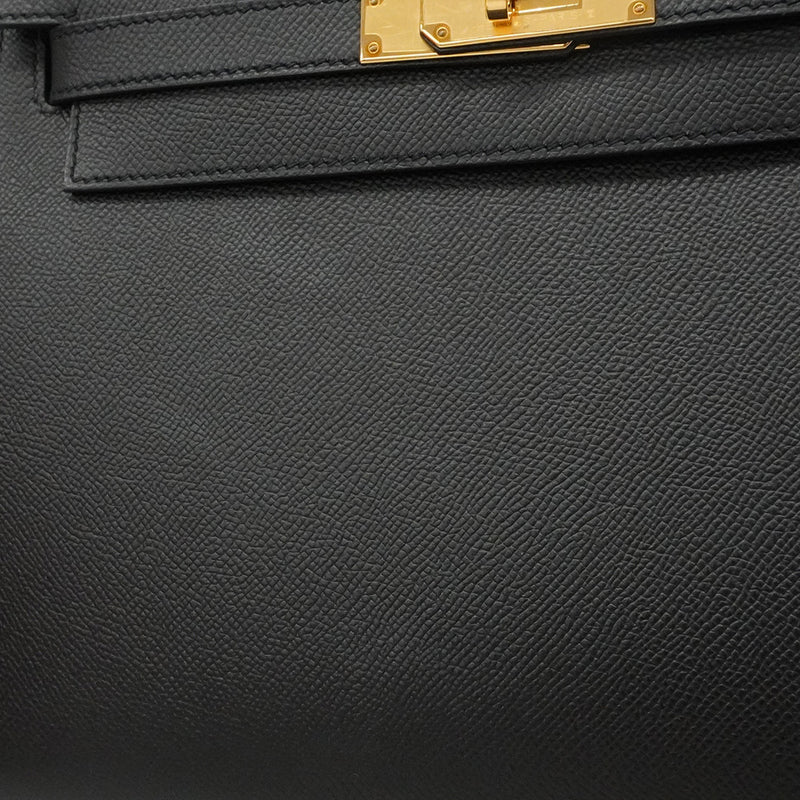 【6he5807-g】エルメス ハンドバッグ ケリー28 ヴォーエプソン ブラック ゴールド金具 Z刻印 2wayバッグ【中古】レディース