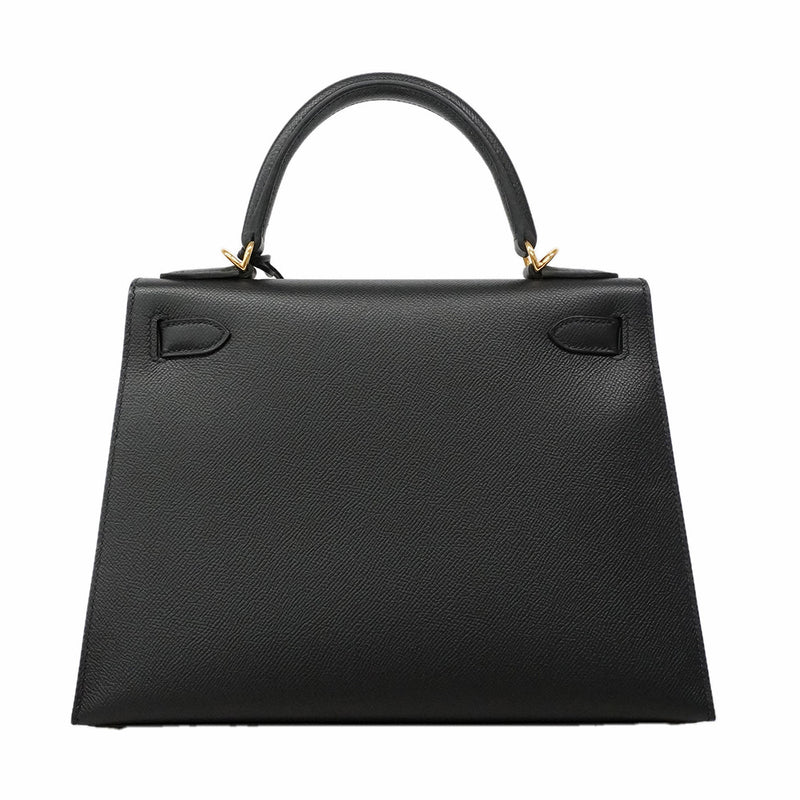 【6he5807-g】エルメス ハンドバッグ ケリー28 ヴォーエプソン ブラック ゴールド金具 Z刻印 2wayバッグ【中古】レディース