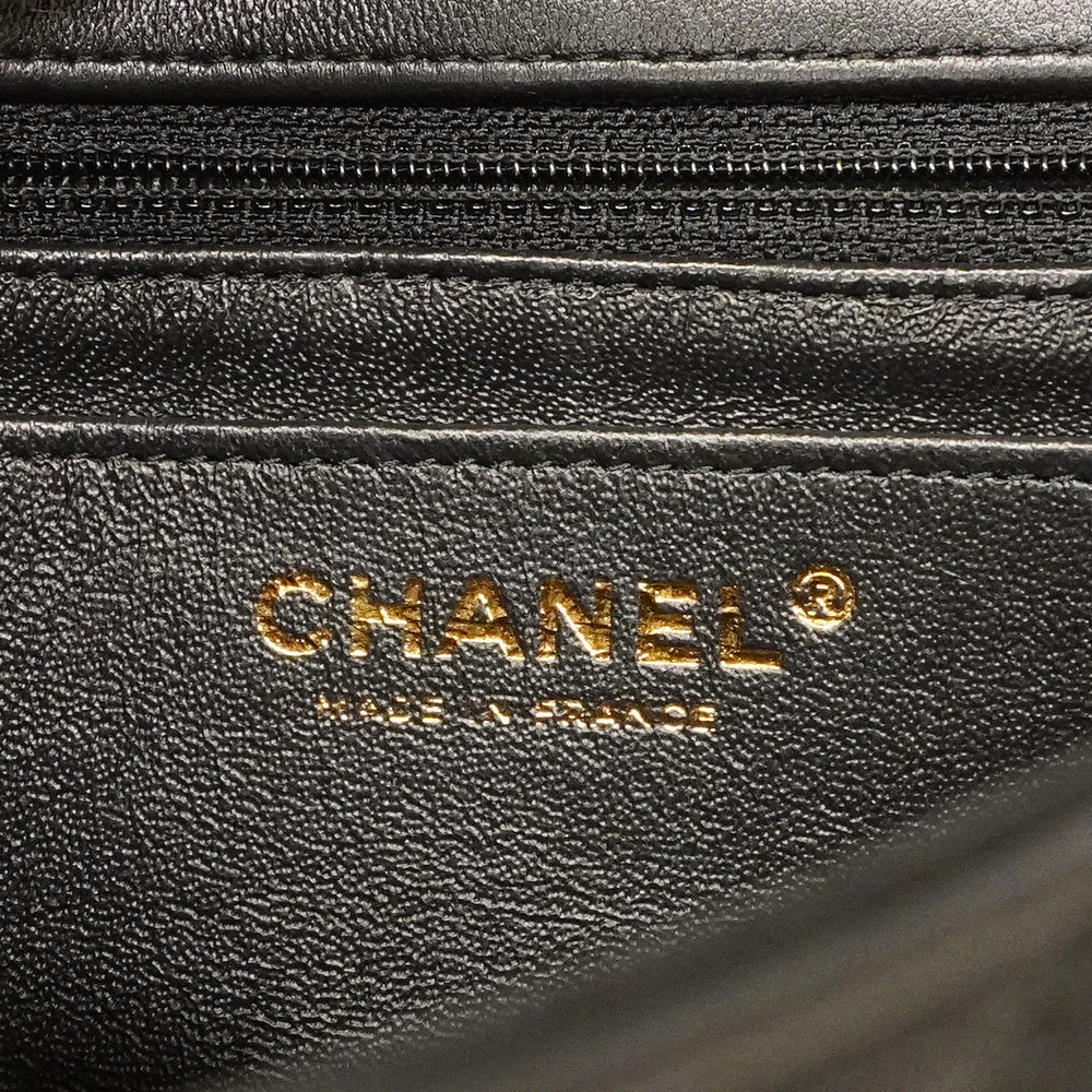 【6he5809】シャネル ショルダーバッグ ミニマトラッセ チェーンショルダー ラムスキン ブラック シャンパンゴールド金具【中古】レディース