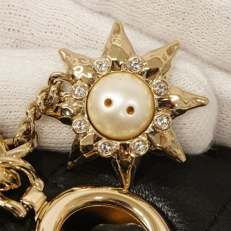 【6he5809】シャネル ショルダーバッグ ミニマトラッセ チェーンショルダー ラムスキン ブラック シャンパンゴールド金具【中古】レディース