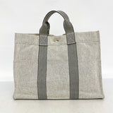 【6he5820】エルメス トートバッグ ニューフールトゥMM キャンバス グレー シルバー金具【中古】レディース