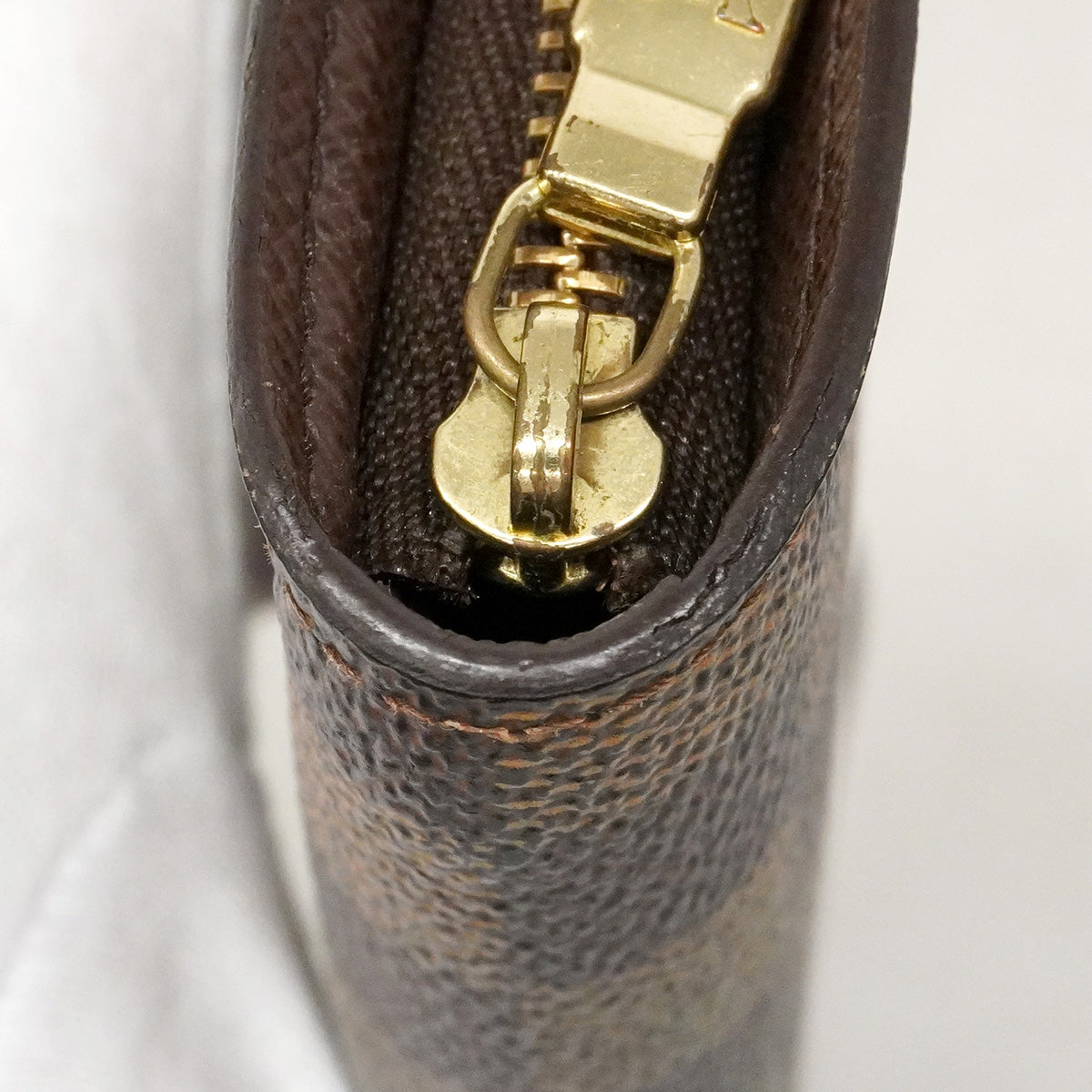 【6he5832】ルイヴィトン 長財布 ダミエ ポルトモネジップ N61728 エベヌ【中古】レディース