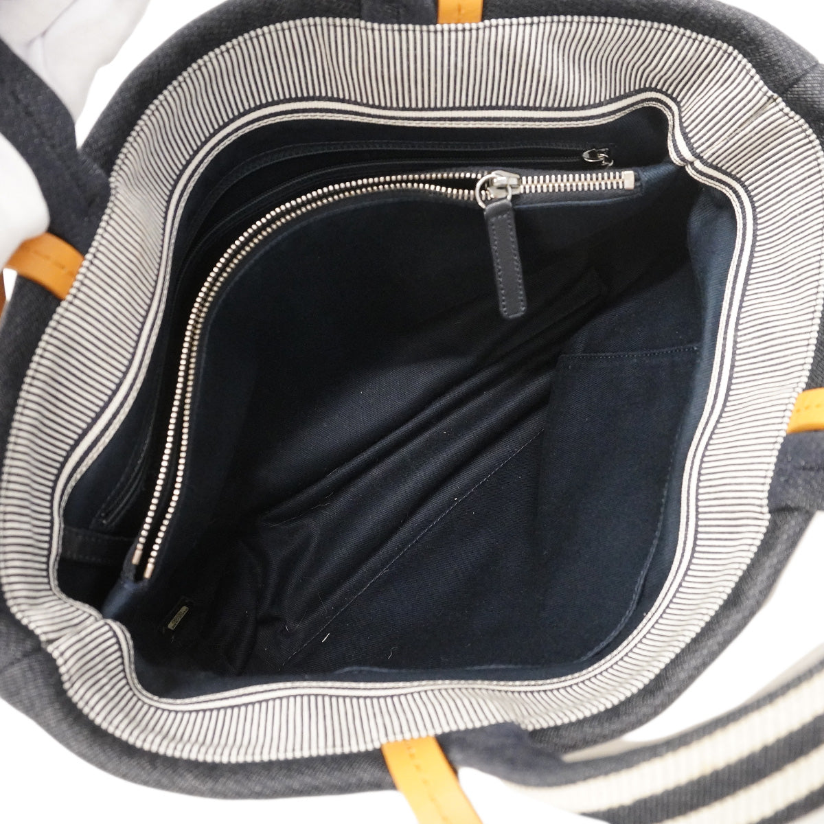 【6he5836-e】シャネル トートバッグ デニム ネイビー シルバー金具 2wayバッグ【中古】レディース