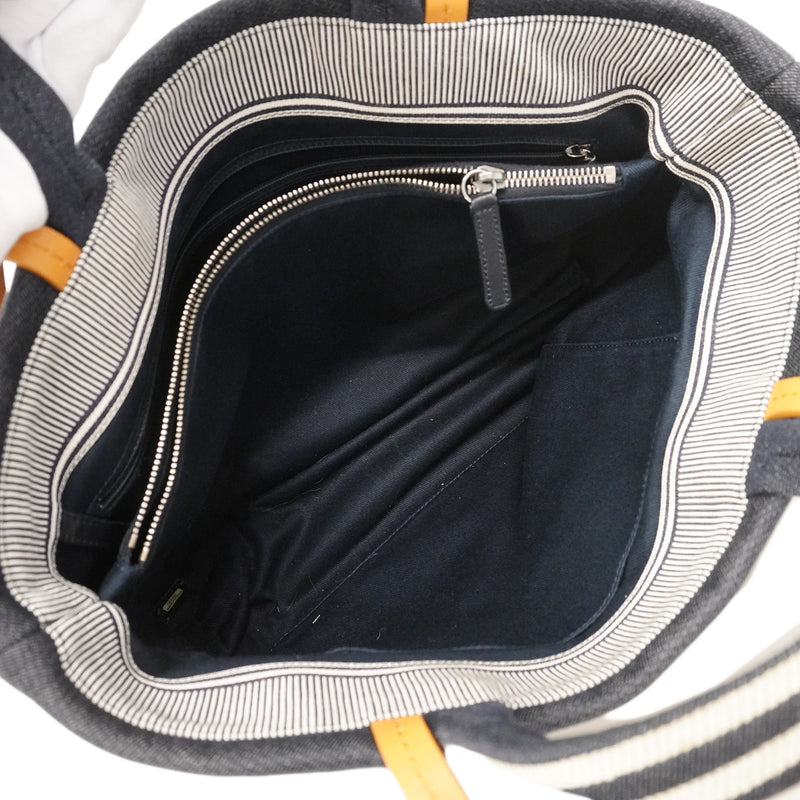 【6he5836-e】シャネル トートバッグ デニム ネイビー シルバー金具 2wayバッグ【中古】レディース