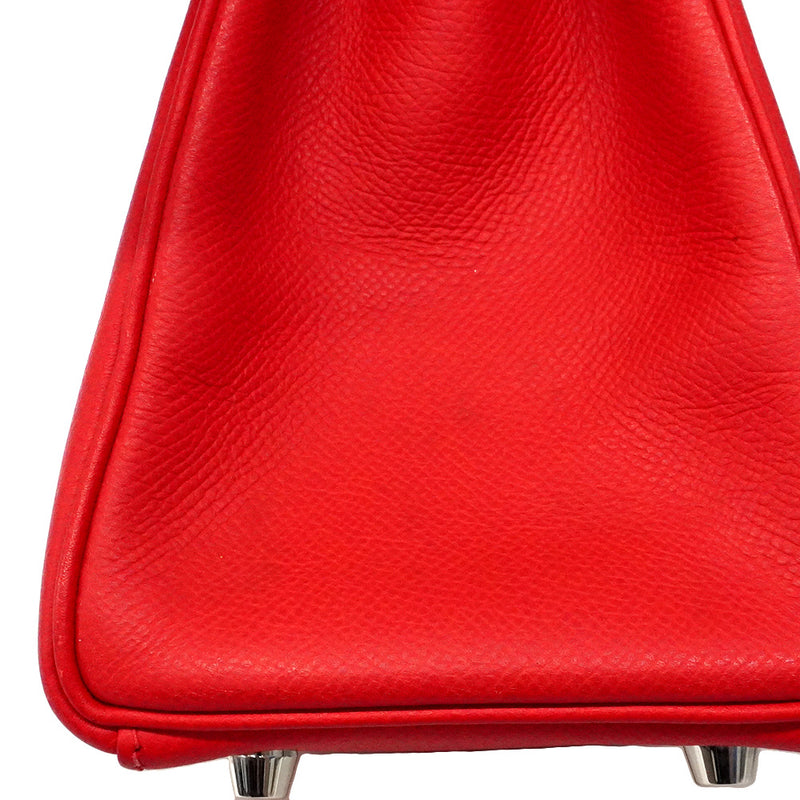 【6he5841】エルメス ハンドバッグ ケリー28 ヴォーエプソン ルージュヴィフ シルバー金具 □N刻印 2wayバッグ【中古】レディース