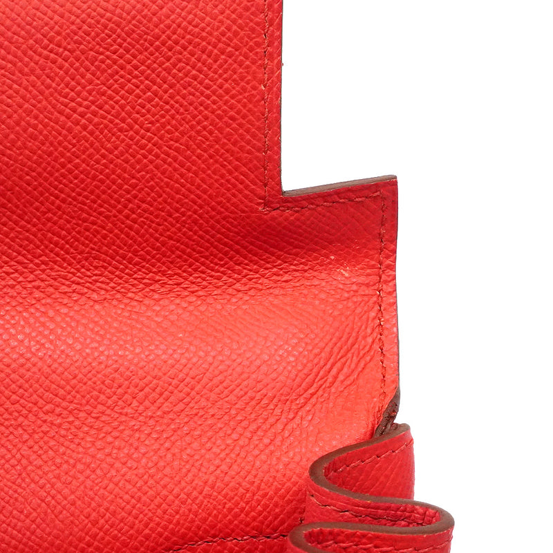 【6he5841】エルメス ハンドバッグ ケリー28 ヴォーエプソン ルージュヴィフ シルバー金具 □N刻印 2wayバッグ【中古】レディース