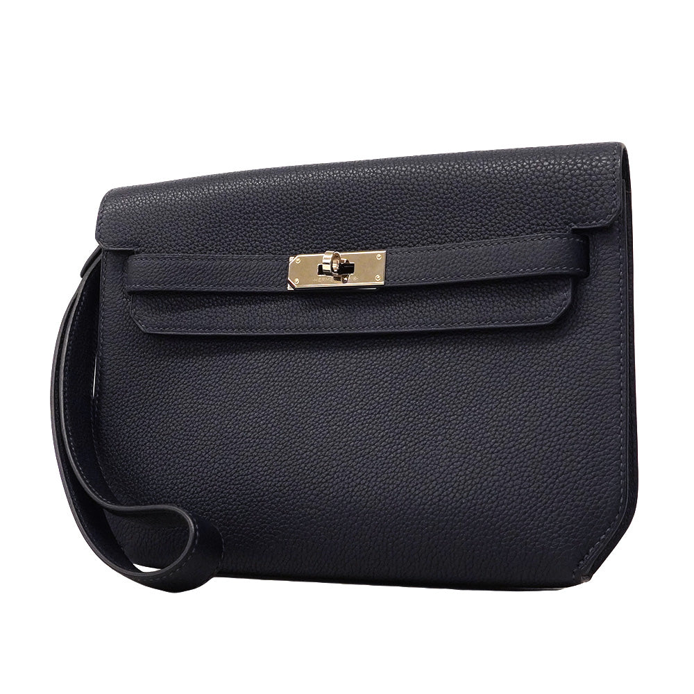 【6he5842】エルメス クラッチバッグ ケリーデペッシュ25 トゴ ブルーインディゴ シルバー金具 Y刻印【中古】レディース