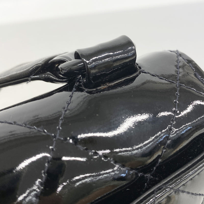 【6he5843】シャネル ショルダーバッグ マトラッセ パテントレザー ブラック シルバー金具【中古】レディース