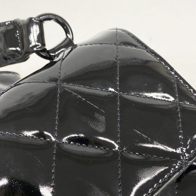 【6he5843】シャネル ショルダーバッグ マトラッセ パテントレザー ブラック シルバー金具【中古】レディース