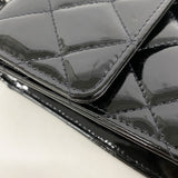 【6he5843】シャネル ショルダーバッグ マトラッセ パテントレザー ブラック シルバー金具【中古】レディース