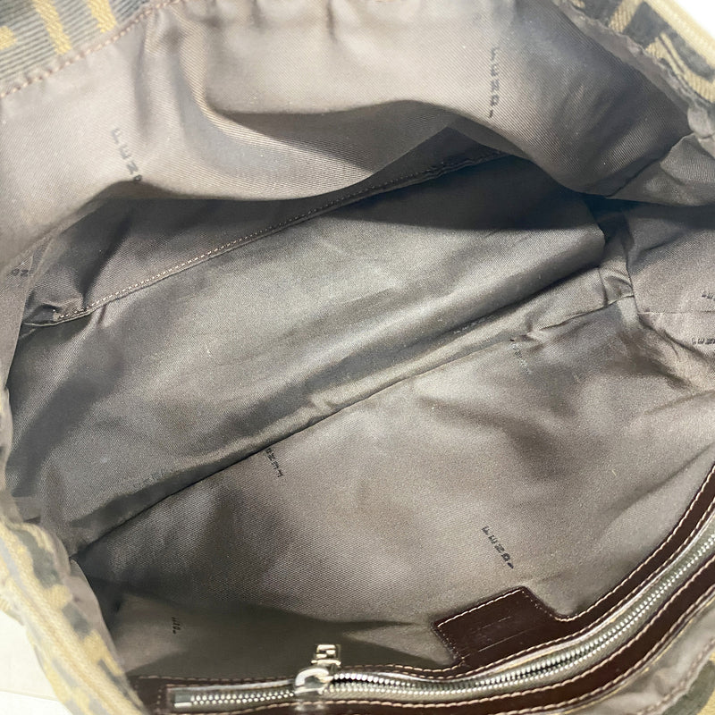 【6he5855】フェンディ ハンドバッグ ズッカ ナイロンキャンバス ブラウン シルバー金具【中古】レディース