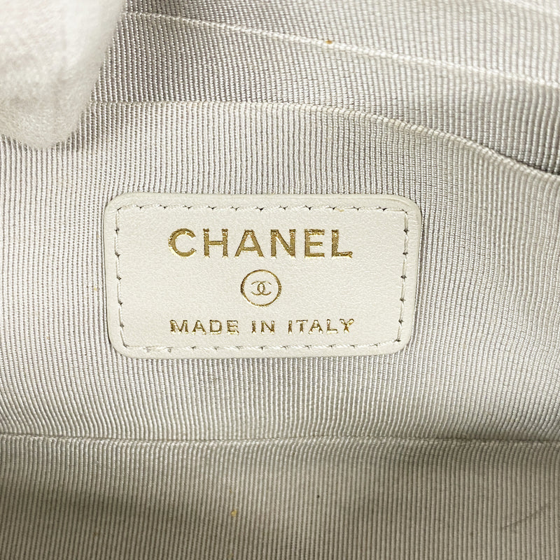 【6he5857】シャネル ショルダーバッグ マトラッセ チェーンショルダー キャビアスキン グレー シャンパンゴールド金具【中古】レディース