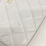 【6he5857】シャネル ショルダーバッグ マトラッセ チェーンショルダー キャビアスキン グレー シャンパンゴールド金具【中古】レディース