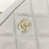 【6he5857】シャネル ショルダーバッグ マトラッセ チェーンショルダー キャビアスキン グレー シャンパンゴールド金具【中古】レディース