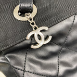 【6he5858】シャネル トートバッグ パリビアリッツ キャンバス ブラック シルバー金具【中古】レディース