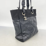 【6he5858】シャネル トートバッグ パリビアリッツ キャンバス ブラック シルバー金具【中古】レディース