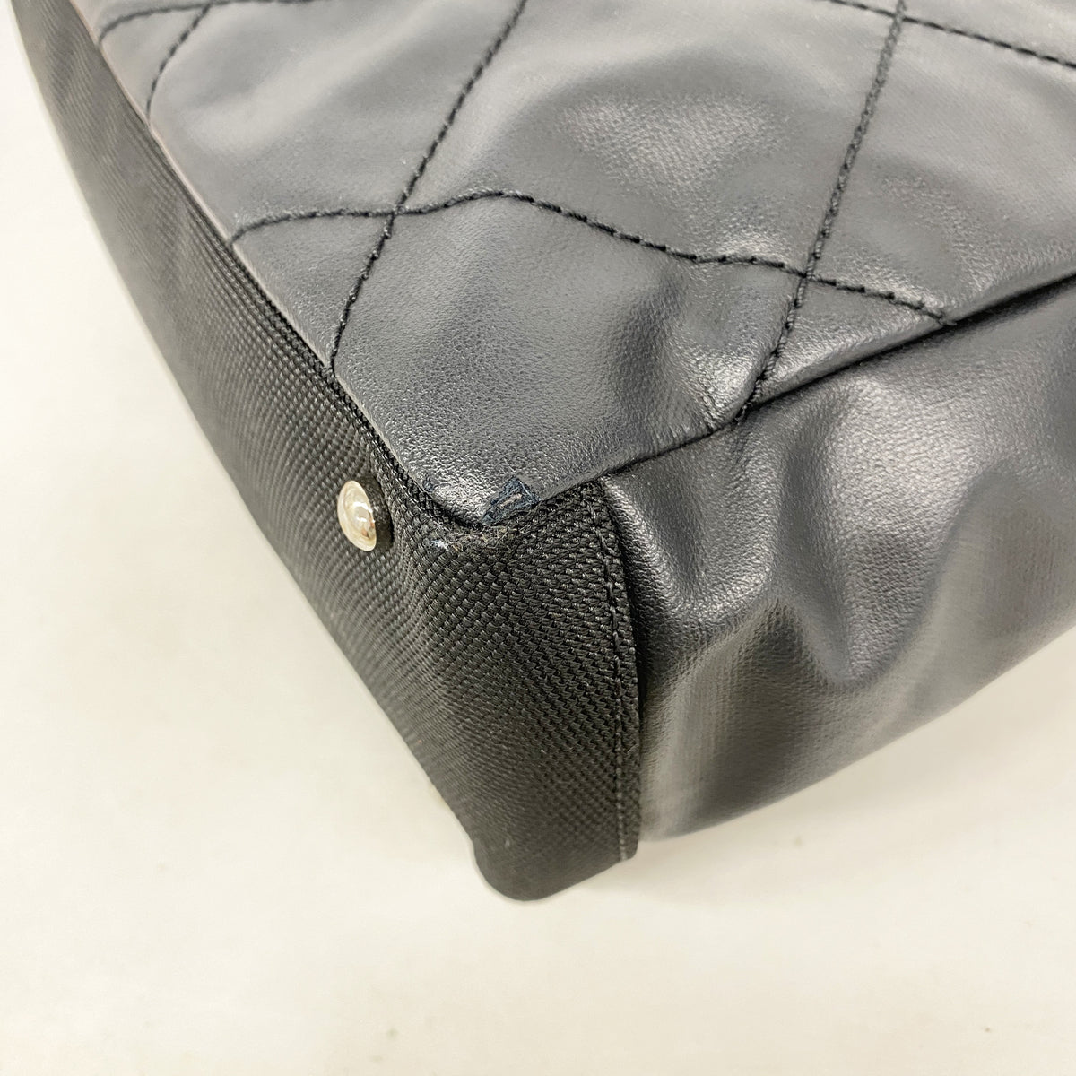 【6he5858】シャネル トートバッグ パリビアリッツ キャンバス ブラック シルバー金具【中古】レディース