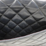 【6hf6324】シャネル ショルダーバッグ デカマトラッセ Wフラップ Wチェーン ラムスキン ブラック シルバー金具【中古】レディース