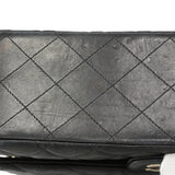 【6hf6324】シャネル ショルダーバッグ デカマトラッセ Wフラップ Wチェーン ラムスキン ブラック シルバー金具【中古】レディース