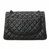 【6hf6324】シャネル ショルダーバッグ デカマトラッセ Wフラップ Wチェーン ラムスキン ブラック シルバー金具【中古】レディース