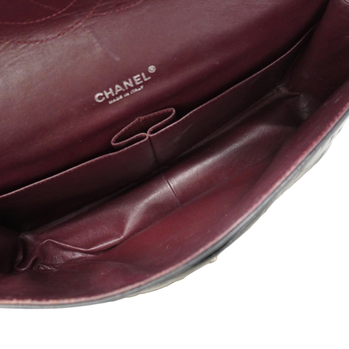 【6hf6324】シャネル ショルダーバッグ デカマトラッセ Wフラップ Wチェーン ラムスキン ブラック シルバー金具【中古】レディース