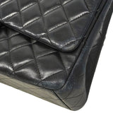 【6hf6324】シャネル ショルダーバッグ デカマトラッセ Wフラップ Wチェーン ラムスキン ブラック シルバー金具【中古】レディース