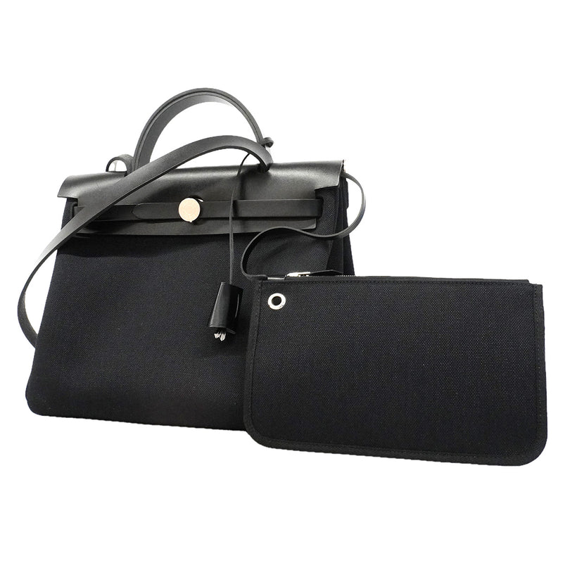 【6hf6325】エルメス ハンドバッグ エールバッグジップPM トワルミリタリー ブラック シルバー金具 B刻印 2wayバッグ【中古】レディース