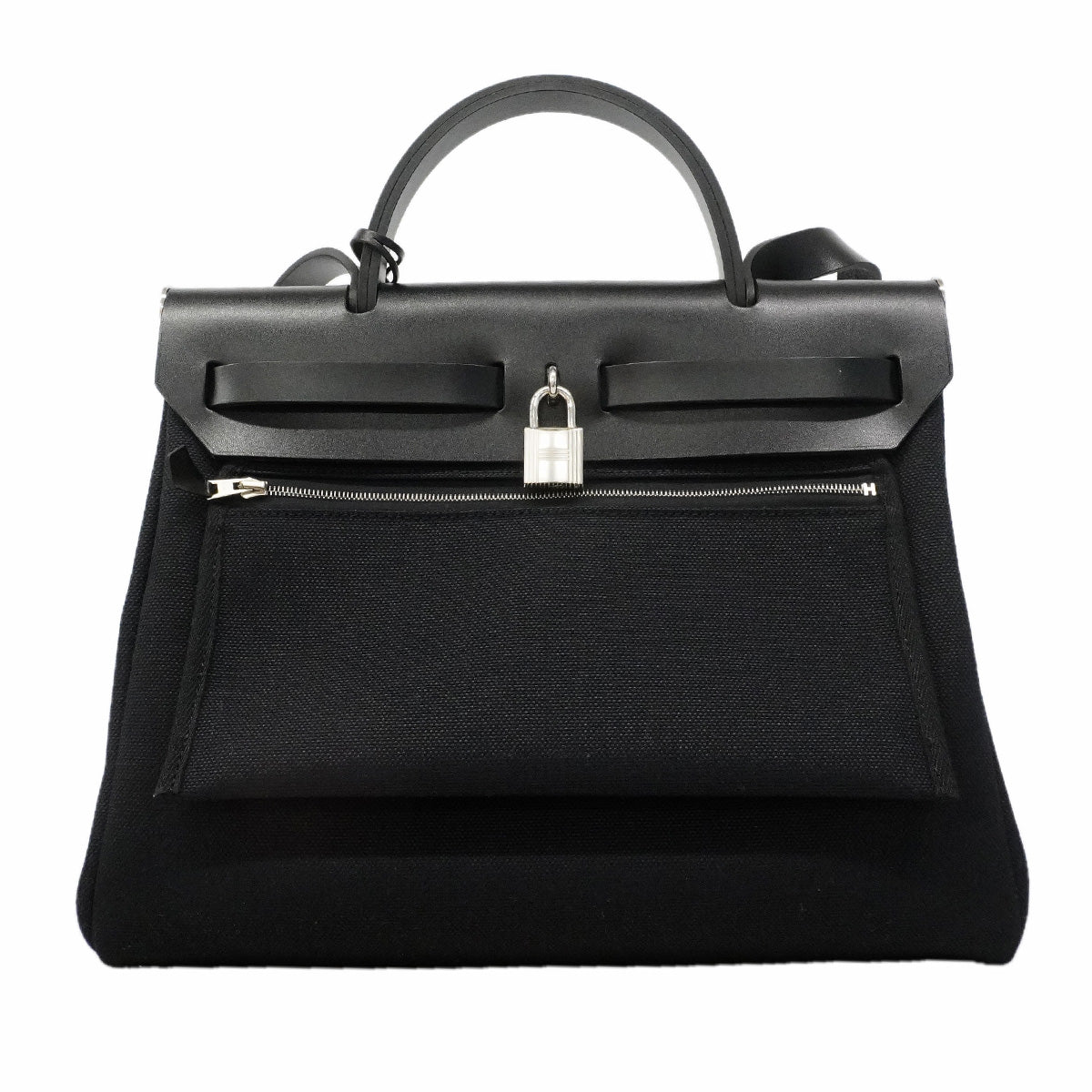 【6hf6325】エルメス ハンドバッグ エールバッグジップPM トワルミリタリー ブラック シルバー金具 B刻印 2wayバッグ【中古】レディース